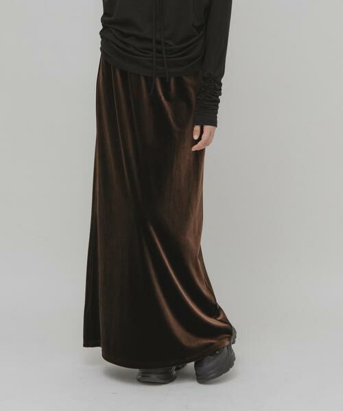 KBF/ケービーエフ ベロアナロースカート ブラウン one KBF/ケービーエフ ベロアナロースカート ブラウン one