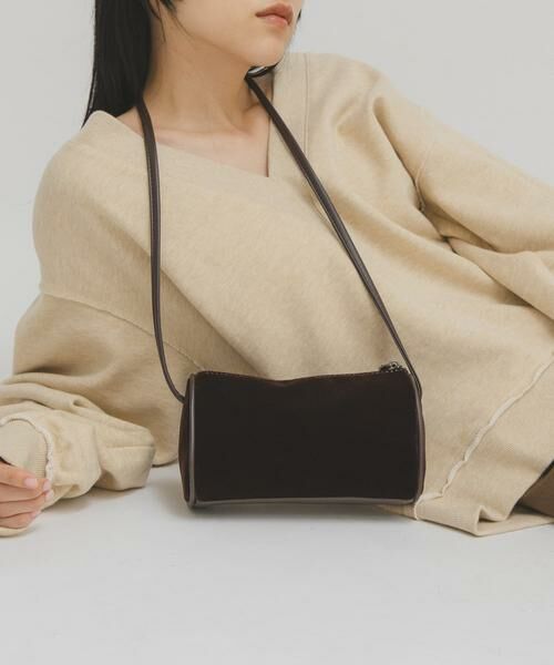 KBF / ケービーエフ ショルダーバッグ | ステッチデザインベロアミニBAG | 詳細1
