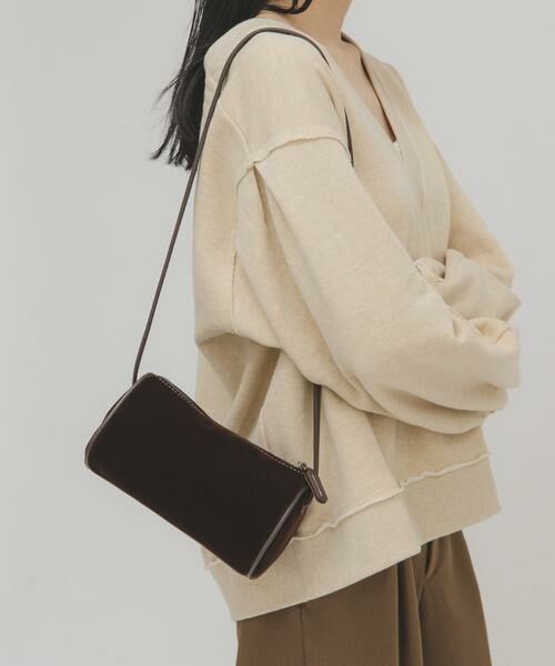 KBF / ケービーエフ ショルダーバッグ | ステッチデザインベロアミニBAG | 詳細3