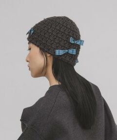 KBF / ケービーエフ ニットキャップ | チェックリボンニットビーニー