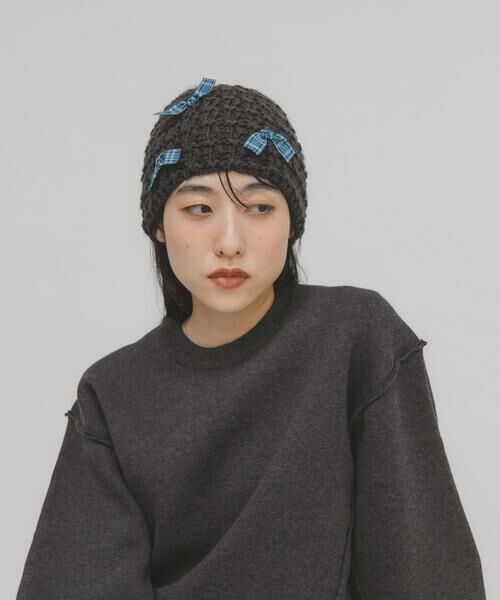 KBF / ケービーエフ ニットキャップ | チェックリボンニットビーニー | 詳細5
