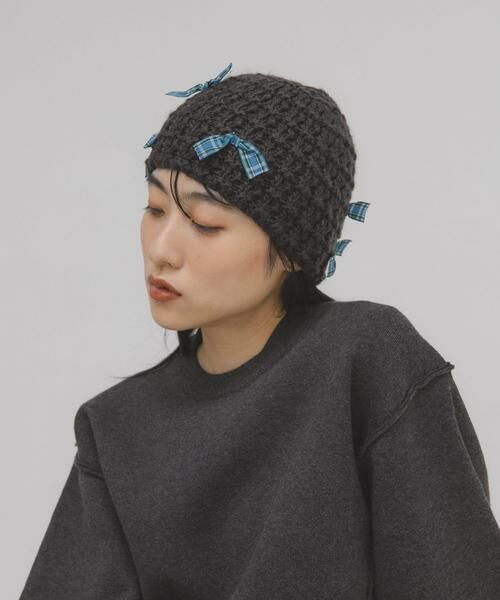 KBF / ケービーエフ ニットキャップ | チェックリボンニットビーニー | 詳細6