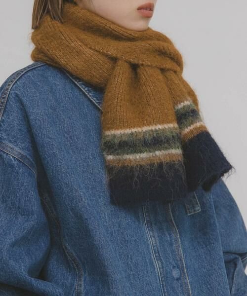 KBF / ケービーエフ マフラー・ショール・スヌード・ストール | エンドボーダーデザインマフラー | 詳細1