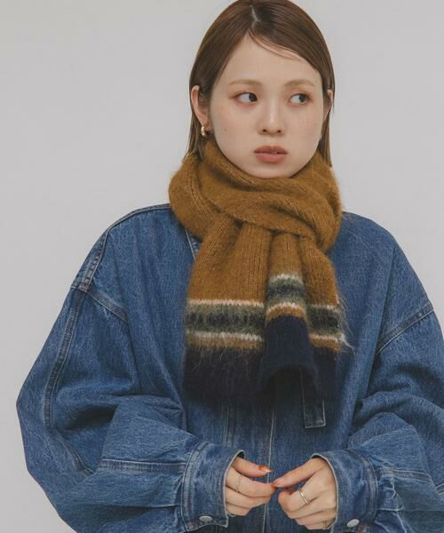 KBF / ケービーエフ マフラー・ショール・スヌード・ストール | エンドボーダーデザインマフラー | 詳細2