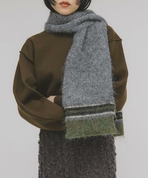 KBF / ケービーエフ マフラー・ショール・スヌード・ストール | エンドボーダーデザインマフラー | 詳細15