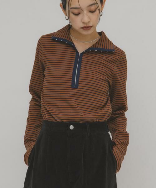 KBF / ケービーエフ Tシャツ | タートルホックボーダートップス | 詳細1
