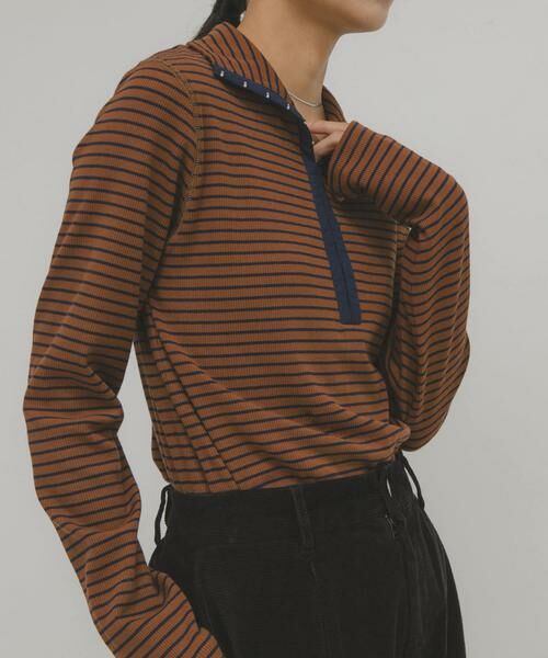 KBF / ケービーエフ Tシャツ | タートルホックボーダートップス | 詳細2