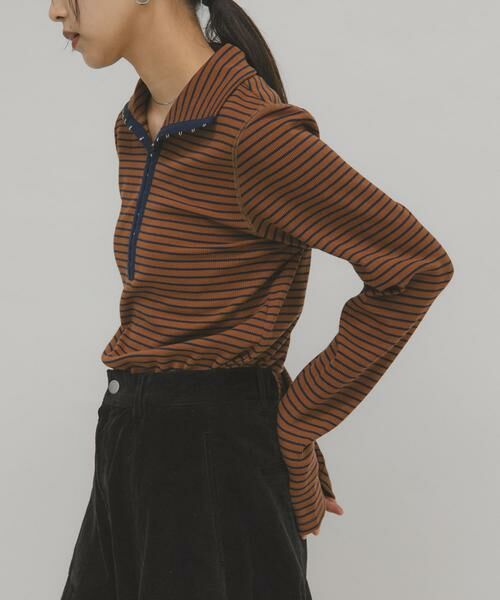 KBF / ケービーエフ Tシャツ | タートルホックボーダートップス | 詳細3