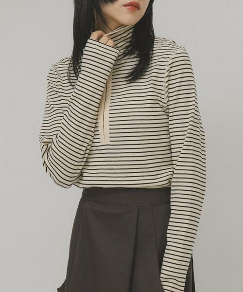 KBF / ケービーエフ Tシャツ | タートルホックボーダートップス | 詳細10