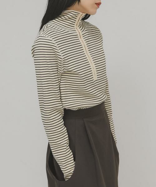 KBF / ケービーエフ Tシャツ | タートルホックボーダートップス | 詳細11