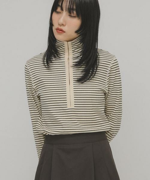 KBF / ケービーエフ Tシャツ | タートルホックボーダートップス | 詳細13