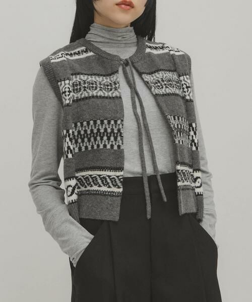 KBF / ケービーエフ ベスト | ジャガードリメイクベスト（グレー系その他）