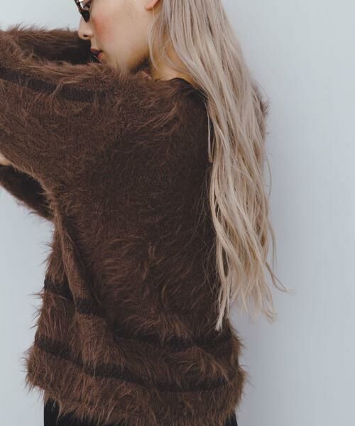 KBF / ケービーエフ ニット・セーター | ラインデザインシャギーニット | 詳細2