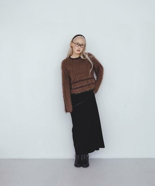 KBF / ケービーエフ ニット・セーター | ラインデザインシャギーニット | 詳細4