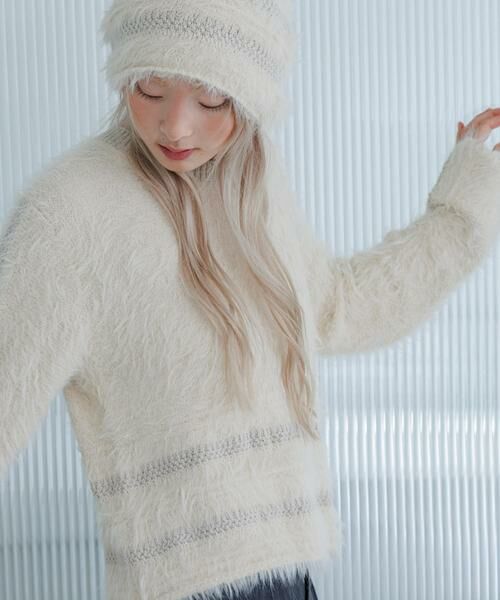 KBF / ケービーエフ ニット・セーター | ラインデザインシャギーニット | 詳細12