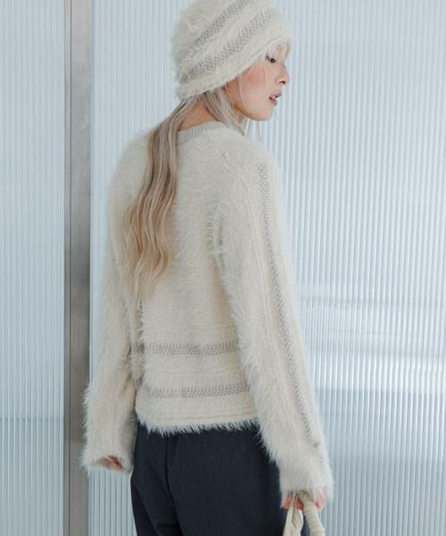 KBF / ケービーエフ ニット・セーター | ラインデザインシャギーニット | 詳細13