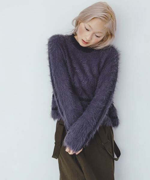 KBF / ケービーエフ ニット・セーター | ラインデザインシャギーニット | 詳細20