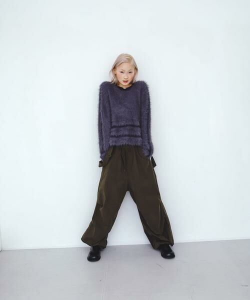 KBF / ケービーエフ ニット・セーター | ラインデザインシャギーニット | 詳細25