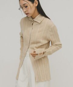 KBF / ケービーエフ ニット・セーター | ボタンアップランダムRIBニット