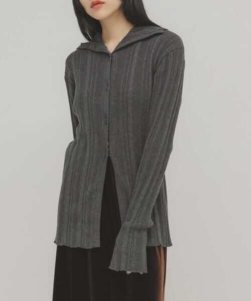 KBF / ケービーエフ ニット・セーター | ボタンアップランダムRIBニット | 詳細14