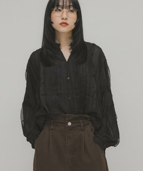 KBF/ケービーエフ プチフリルブラウス ブラック one KBF/ケービーエフ プチフリルブラウス ブラック one