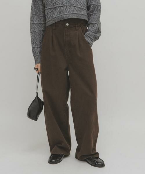 KBF/ケービーエフ フリルウエストツイルパンツ ブラウン one KBF/ケービーエフ フリルウエストツイルパンツ ブラウン one