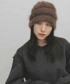 KBF / ケービーエフ ニットキャップ | ラインデザインシャギーニットビーニー