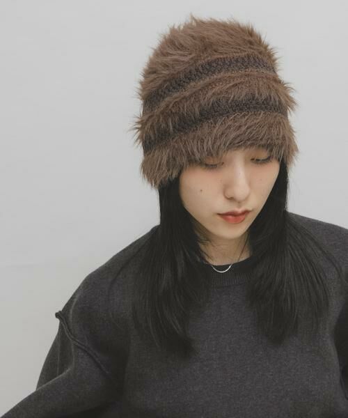 KBF / ケービーエフ ニットキャップ | ラインデザインシャギーニットビーニー | 詳細1