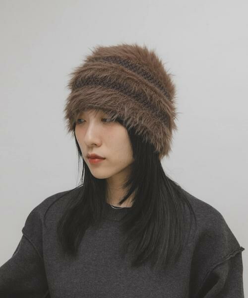 KBF / ケービーエフ ニットキャップ | ラインデザインシャギーニットビーニー | 詳細2