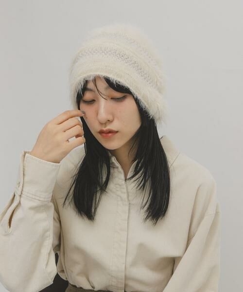 KBF / ケービーエフ ニットキャップ | ラインデザインシャギーニットビーニー | 詳細7