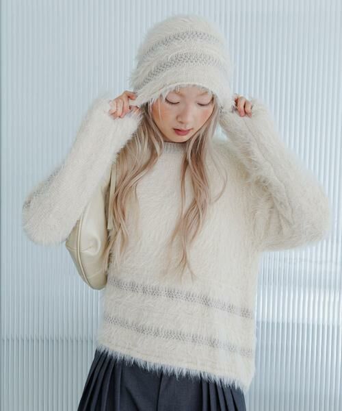 KBF / ケービーエフ ニットキャップ | ラインデザインシャギーニットビーニー | 詳細9