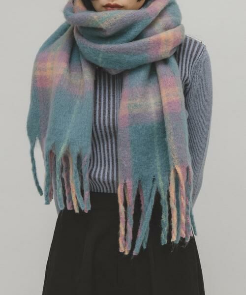 KBF / ケービーエフ マフラー・ショール・スヌード・ストール | ブークレチェックストール | 詳細1