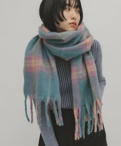 KBF / ケービーエフ マフラー・ショール・スヌード・ストール | ブークレチェックストール | 詳細2