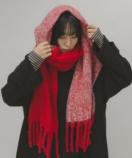 KBF / ケービーエフ マフラー・ショール・スヌード・ストール | ビッグフリンジバイカラーストール | 詳細1