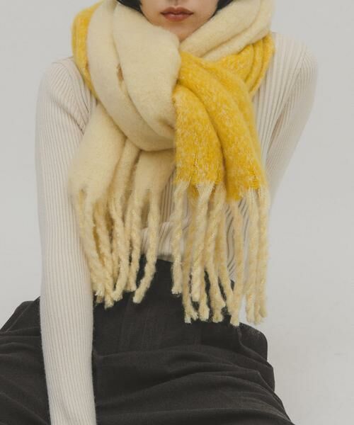 KBF / ケービーエフ マフラー・ショール・スヌード・ストール | ビッグフリンジバイカラーストール | 詳細5