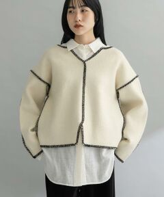 KBF / ケービーエフ ニット・セーター | 『WEB/一部店舗限定』カラーハンドステッチ2WAYニット