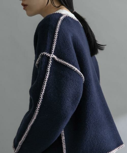 KBF / ケービーエフ ニット・セーター | 『WEB/一部店舗限定』カラーハンドステッチ2WAYニット | 詳細1