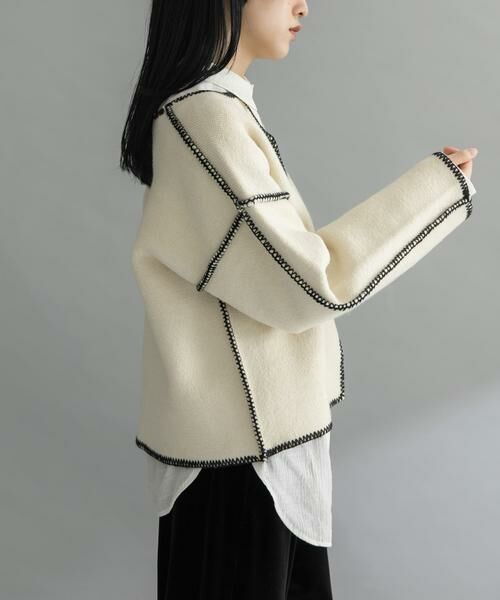 KBF / ケービーエフ ニット・セーター | 『WEB/一部店舗限定』カラーハンドステッチ2WAYニット | 詳細14