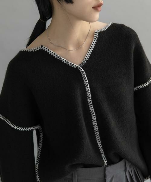 KBF / ケービーエフ ニット・セーター | 『WEB/一部店舗限定』カラーハンドステッチ2WAYニット | 詳細21