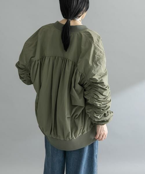 KBF/ケービーエフ 『WEB/一部店舗限定』BACKシャーリングMA-1 カーキ one KBF/ケービーエフ 『WEB/一部店舗限定』BACKシャーリングMA-1 カーキ one