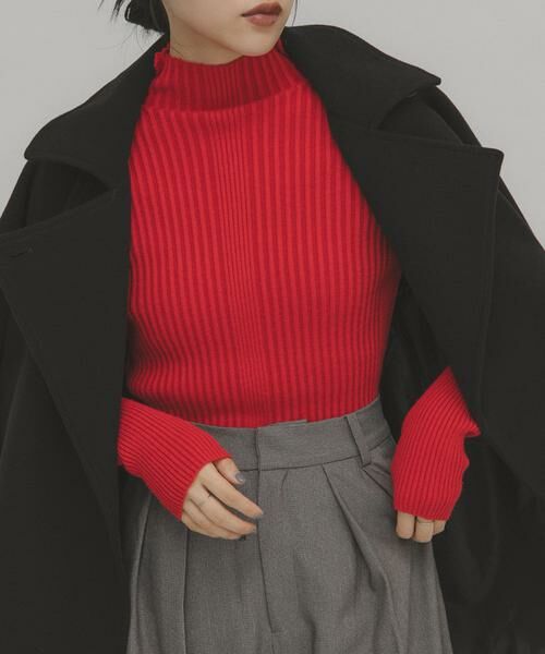 KBF / ケービーエフ ニット・セーター | illi ランダムRIBハイネックニット(レッド系その他)