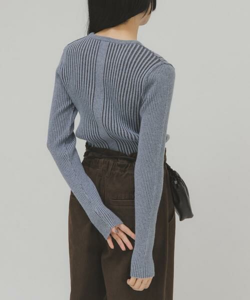 KBF / ケービーエフ ニット・セーター | illi ランダムRIBクルーネックニット(ブルー系その他)