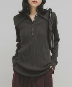 KBF / ケービーエフ Tシャツ | セーラーカラーリブカットソー