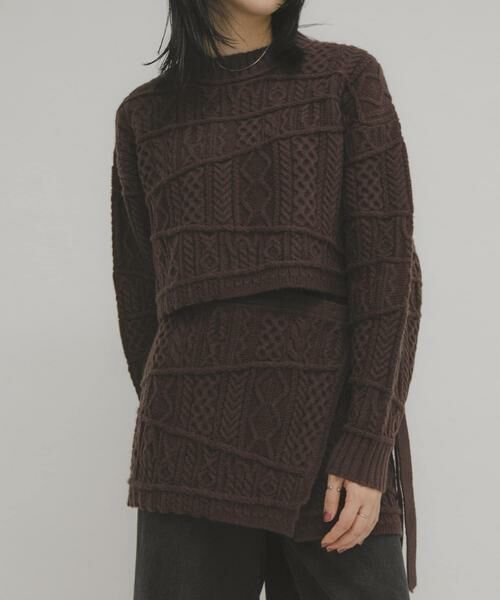KBF / ケービーエフ ニット・セーター | MIXケーブルショートニット | 詳細2