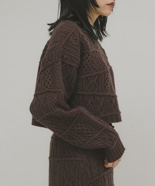 KBF / ケービーエフ ニット・セーター | MIXケーブルショートニット | 詳細3