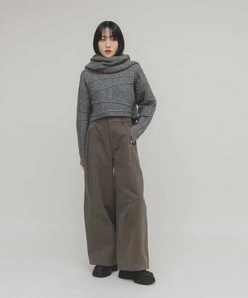 KBF / ケービーエフ ニット・セーター | MIXケーブルショートニット | 詳細14