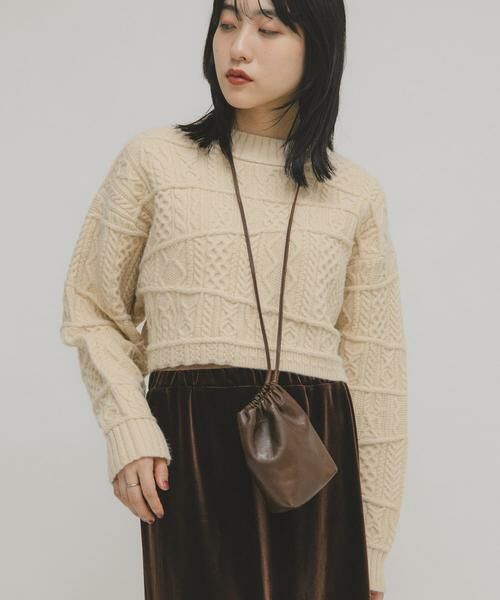 KBF / ケービーエフ ニット・セーター | MIXケーブルショートニット | 詳細23