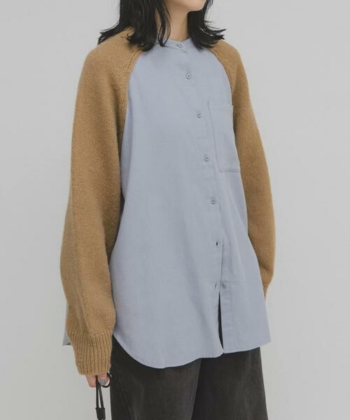 KBF / ケービーエフ シャツ・ブラウス | ニットスリーブデザインシャツ | 詳細20