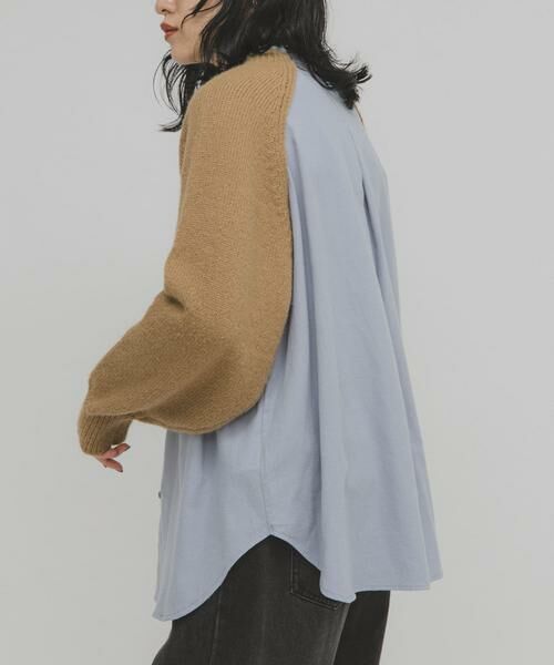 KBF / ケービーエフ シャツ・ブラウス | ニットスリーブデザインシャツ | 詳細22