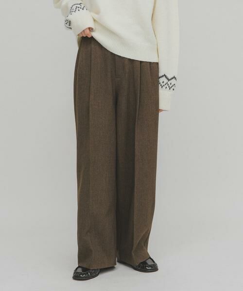 KBF / ケービーエフ その他パンツ | ウールライクブラッジュドパンツ(ブラウン)